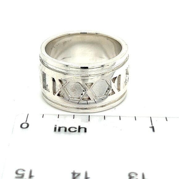 Tiffany & Co Estate Atlas Ring Size 4 Silver 11 mm TIF499 - Picture 5 of 7